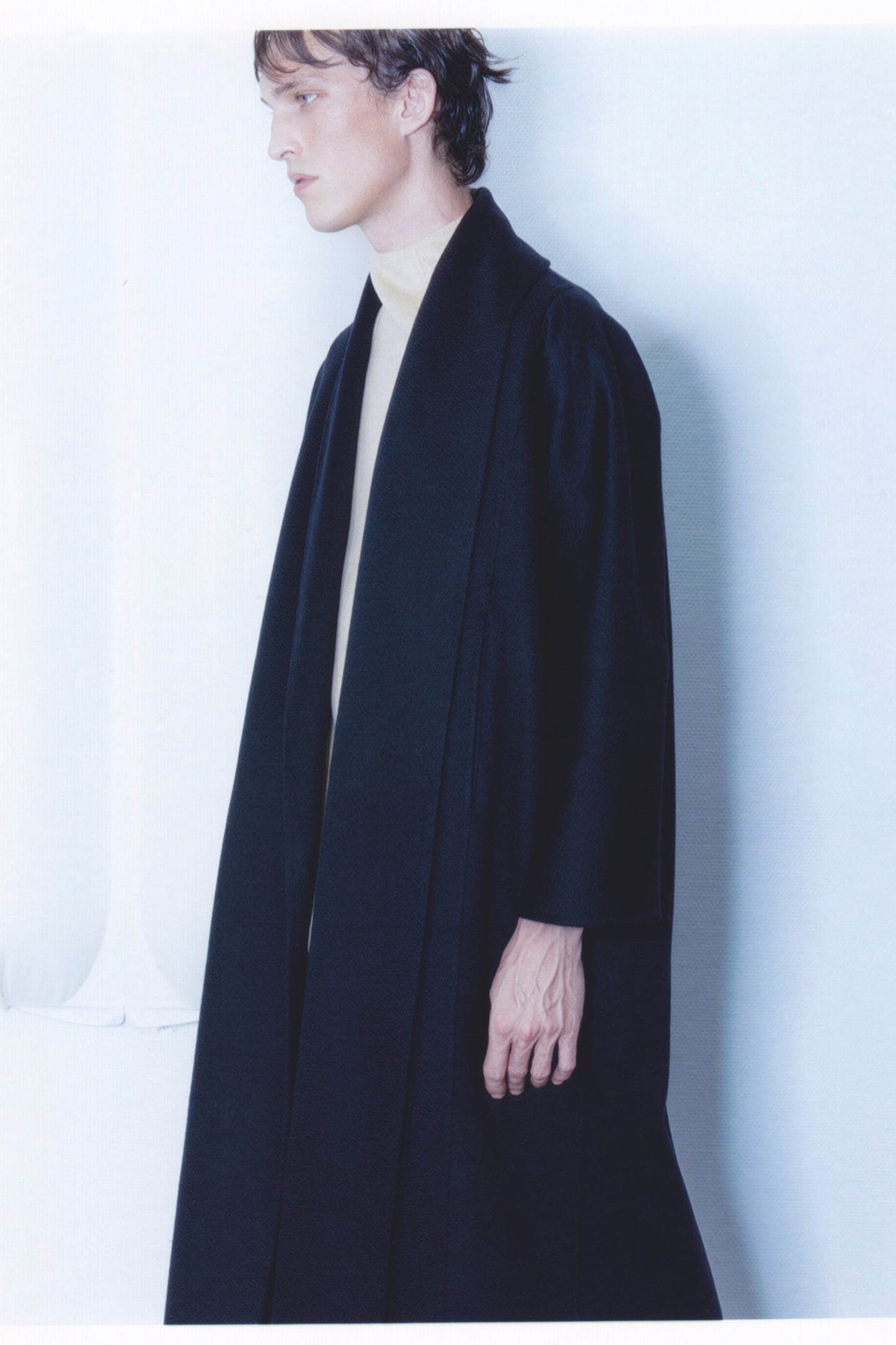 Black double face 100% cashmere coat
