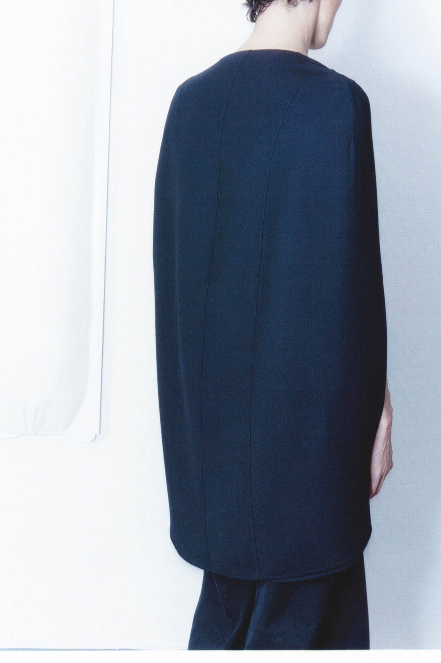 Black double face virgin wool cape
