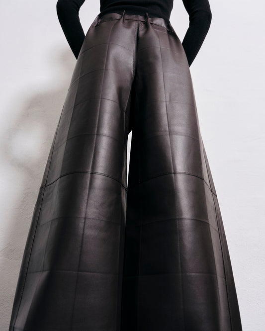 Dark brown 100% leather pants