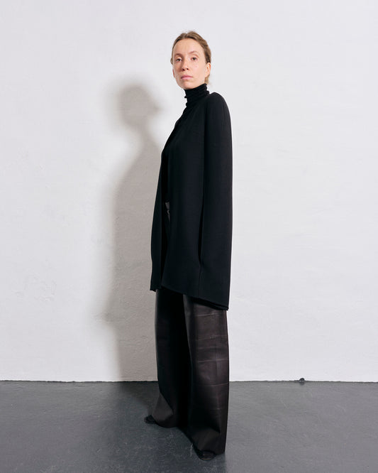 Black double face 100% virgin wool cape