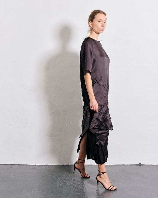 Black 100% silk Atelier tshirt dress