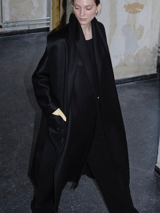 Black double face 100% cashmere coat